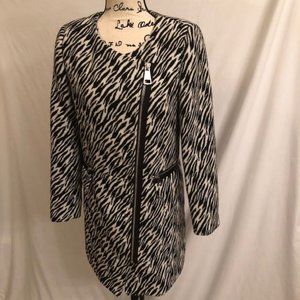 Philosophy Blues Zebra Wool Blend Trench Coat
